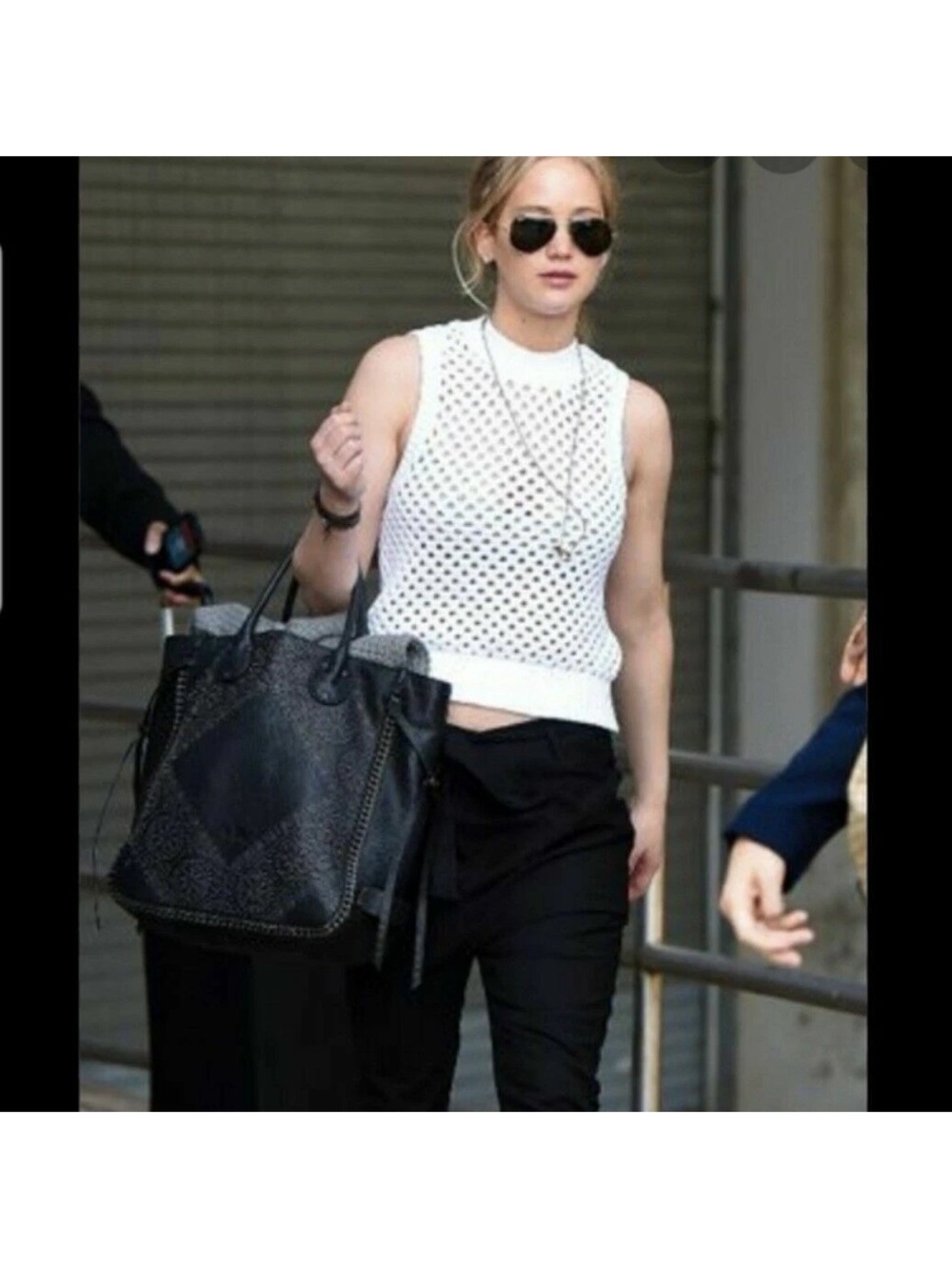 Theory Cream Crochet Knit Sleeveless Top